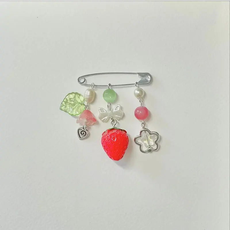 Strawberry Beaded Pins