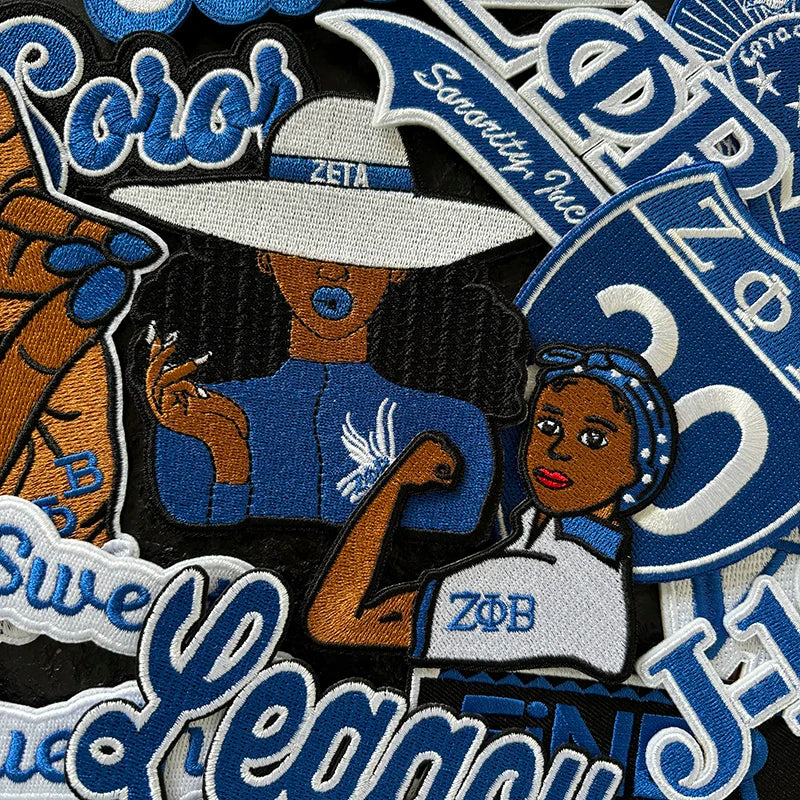 Serises Stock Blue & White Embroidery Sorority Zeta Phi Beta 1920