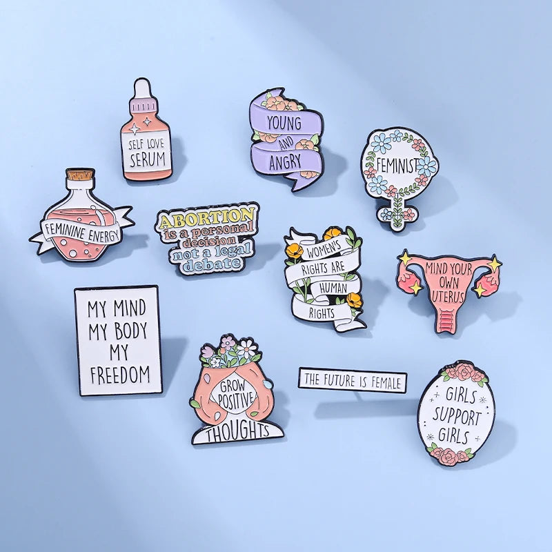 Girl Power Enamel Pins Purple Skeleton