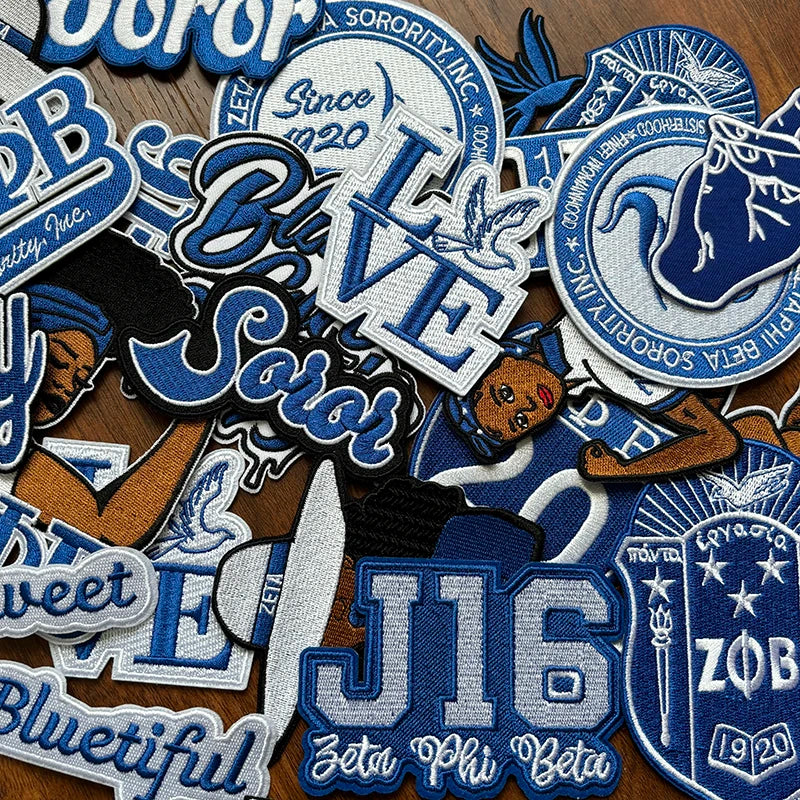 Serises Stock Blue & White Embroidery Sorority Zeta Phi Beta 1920