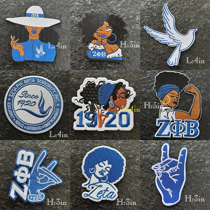 Serises Stock Blue & White Embroidery Sorority Zeta Phi Beta 1920