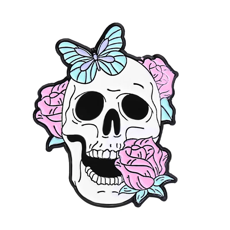 Girl Power Enamel Pins Purple Skeleton