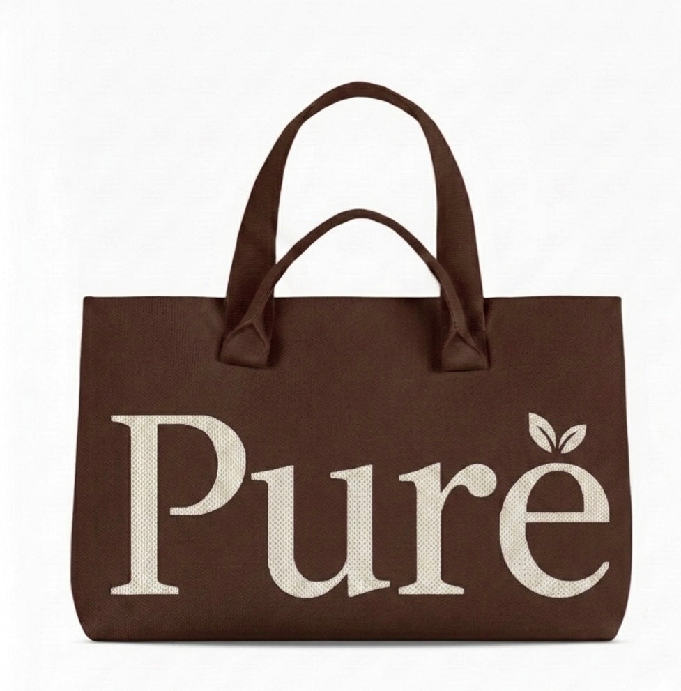 Chocolate brown jacquard-knit Pure tote bag